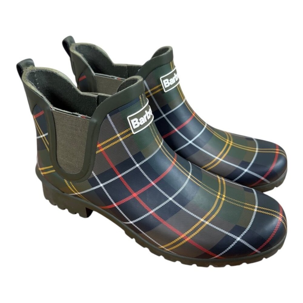 Barts Men’s Green Plaid Chelsea Rain Ankle Boots